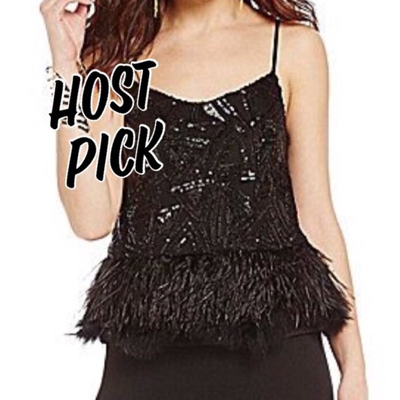 Gianni Bini Tops - NWOT Feather & Sequined Top